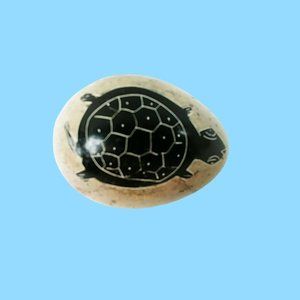 Marble Egg Sea Turtle Artisan Etched Design Polished 3"